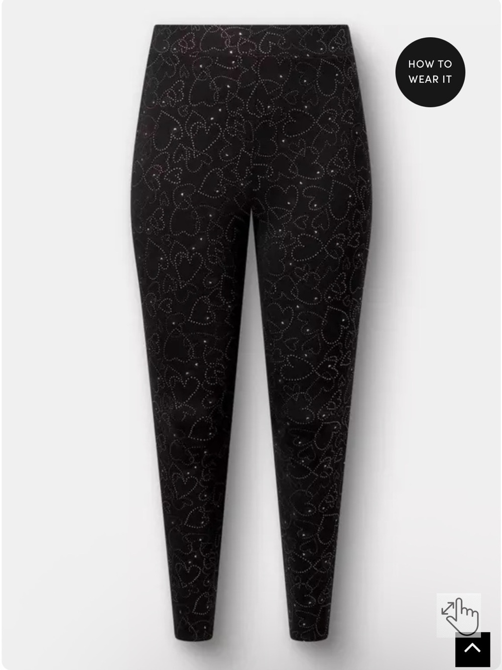 torrid Black Heart-Print Leggings with Stud Detail